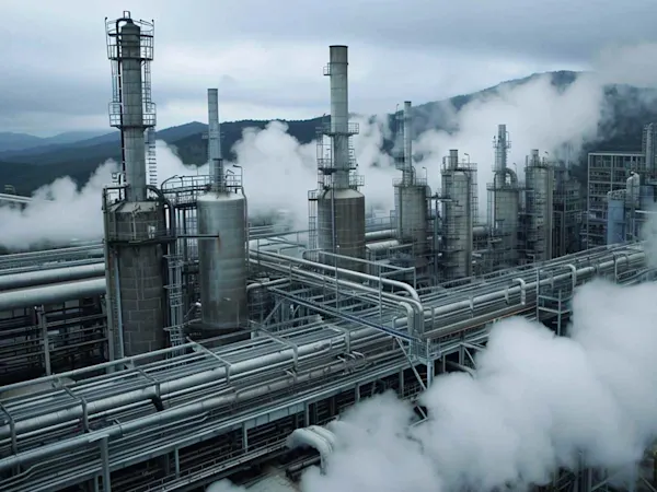 Steam leaving a chemical plant