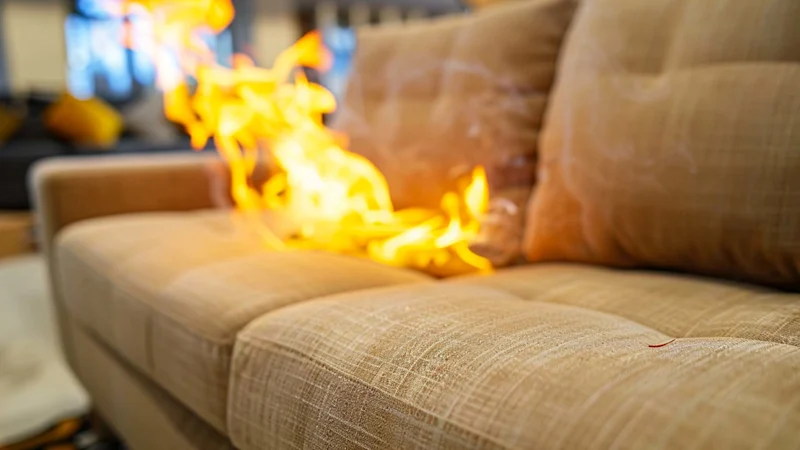 Flame retardent on a sofa