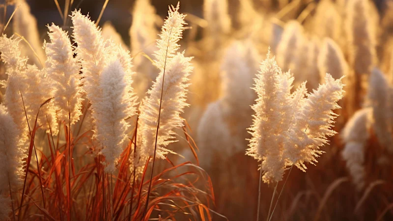 Annual grasses on a sunny afternoon