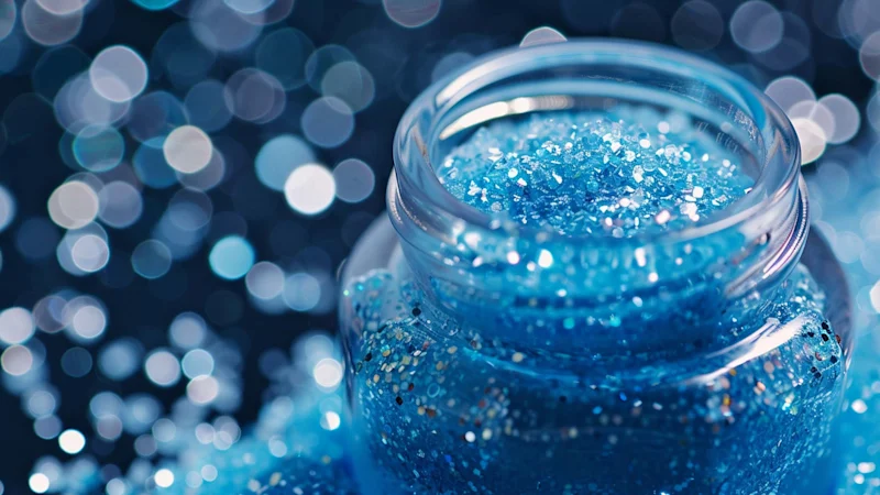 Blue microplastics in cosmetics