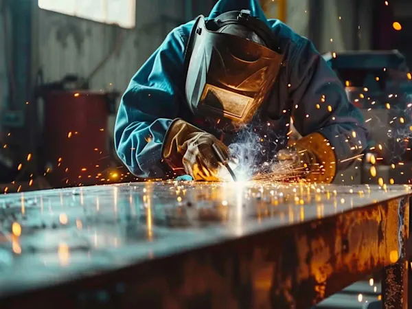 Welder welding sheet metal