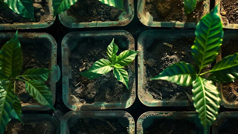 Coffee plant growing