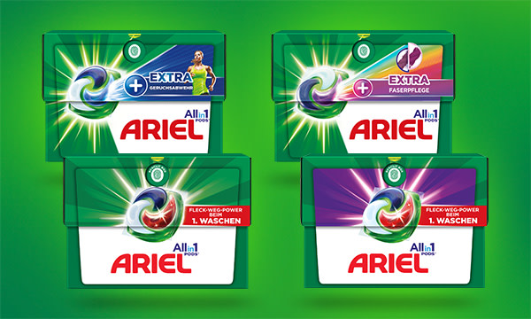 Die Ariel All-in-1 PODS sind in vier verschiedenen Varianten erhältlich