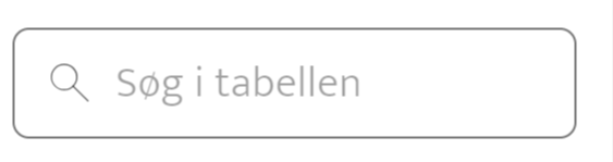 Billedet viser tabellen med søgefunktion
