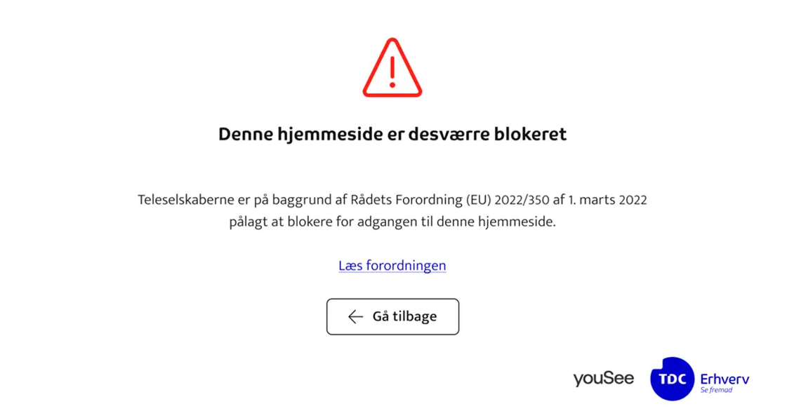 Blokerede hjemmesider af myndighederne