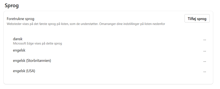 Skift sprog i Microsoft Edge