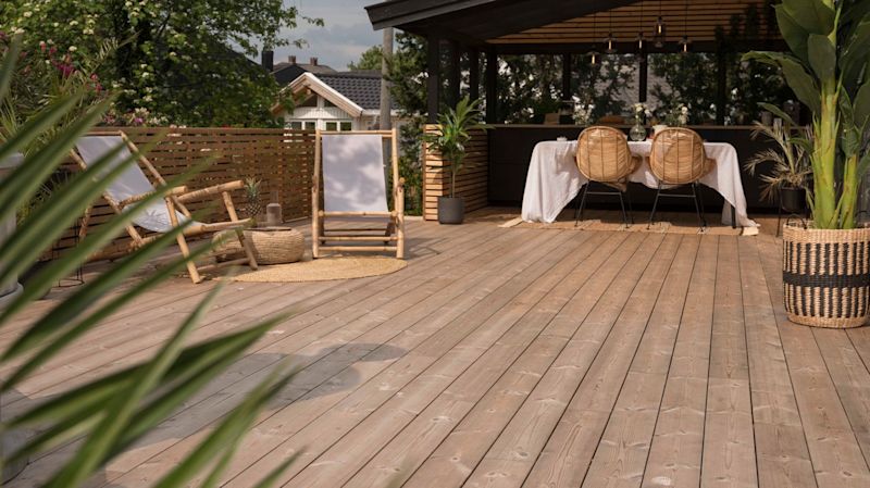 Byggmakker essve oversiktsbilde terrasse spisegruppe