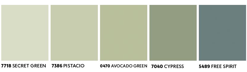 Gradient som går fra lys kremhvit via salviegrønn til mørk blågrå.