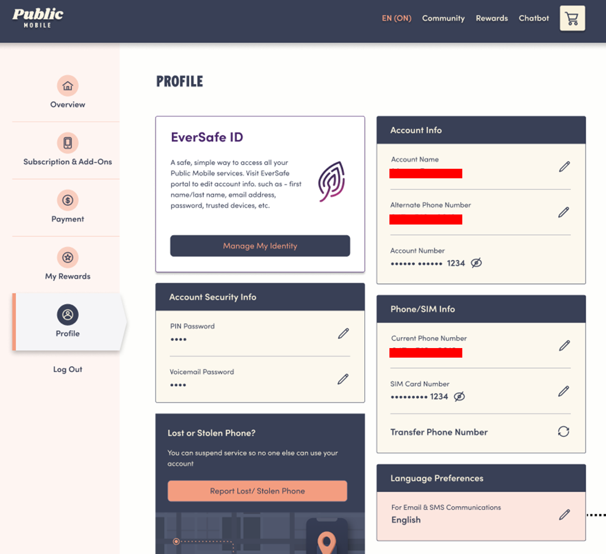 Screenshot of uCare portal > Profile section with link to EverSafe ID portal