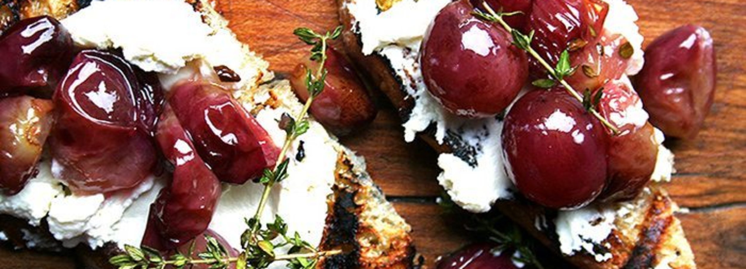 Roasted Grape, Rosemary, and Ricotta Toasts
