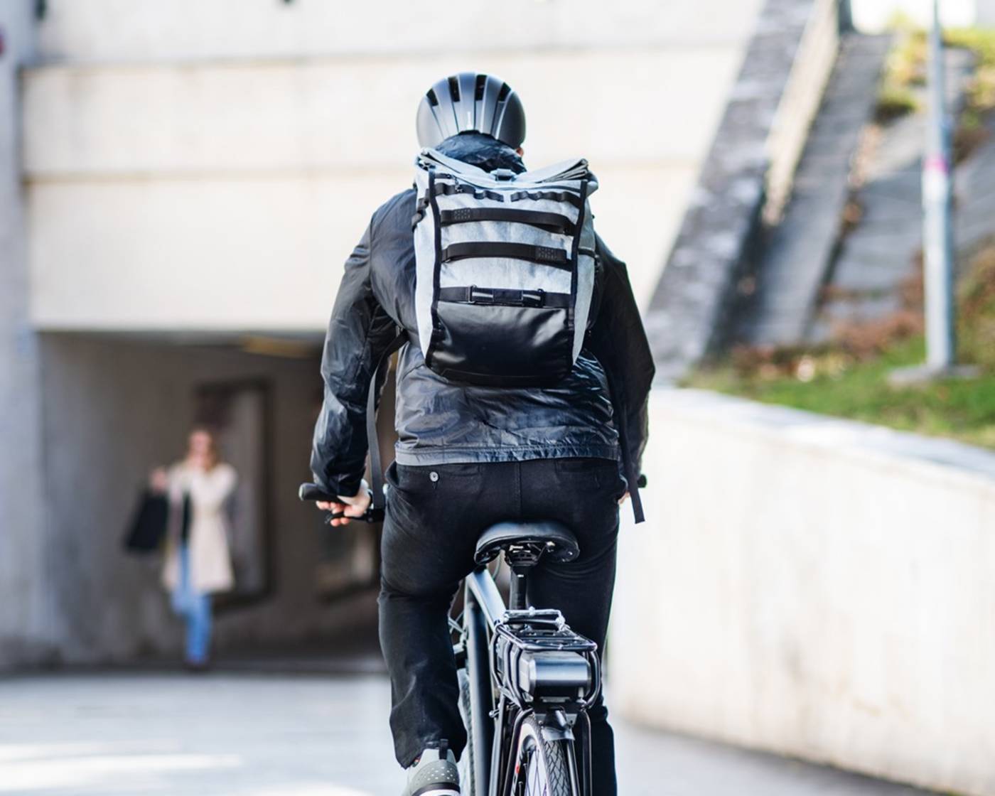 person riding an ebike in manchester