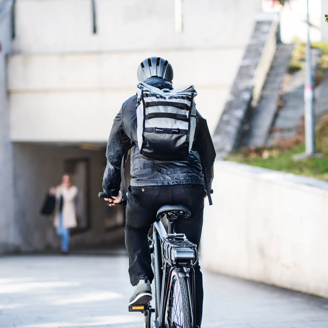 person riding an ebike in manchester