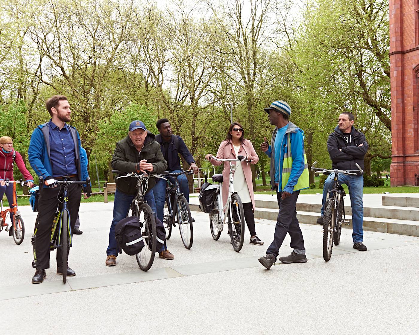 Group of people doing cycling training