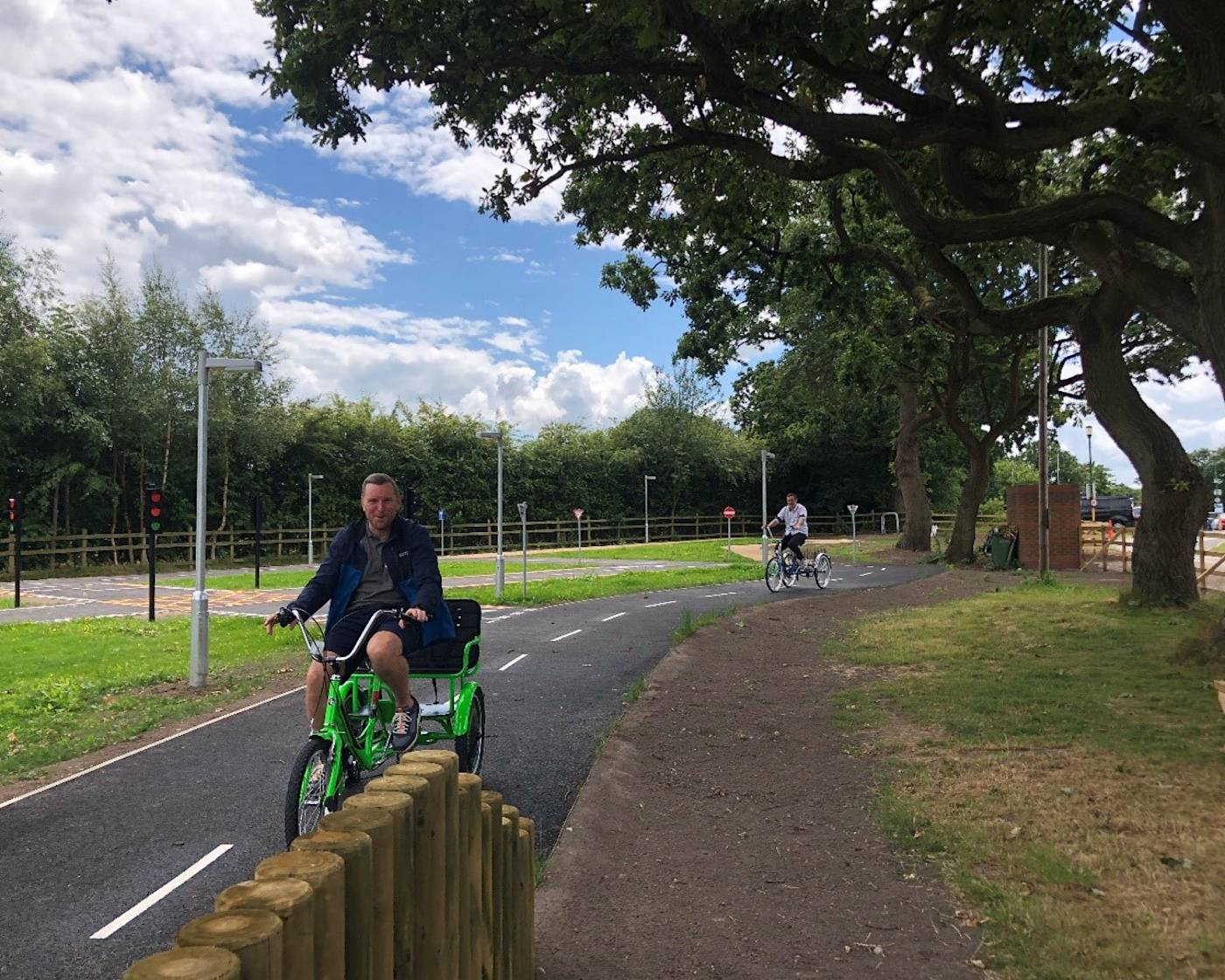 Cyclist riding an adapted cycle on a track