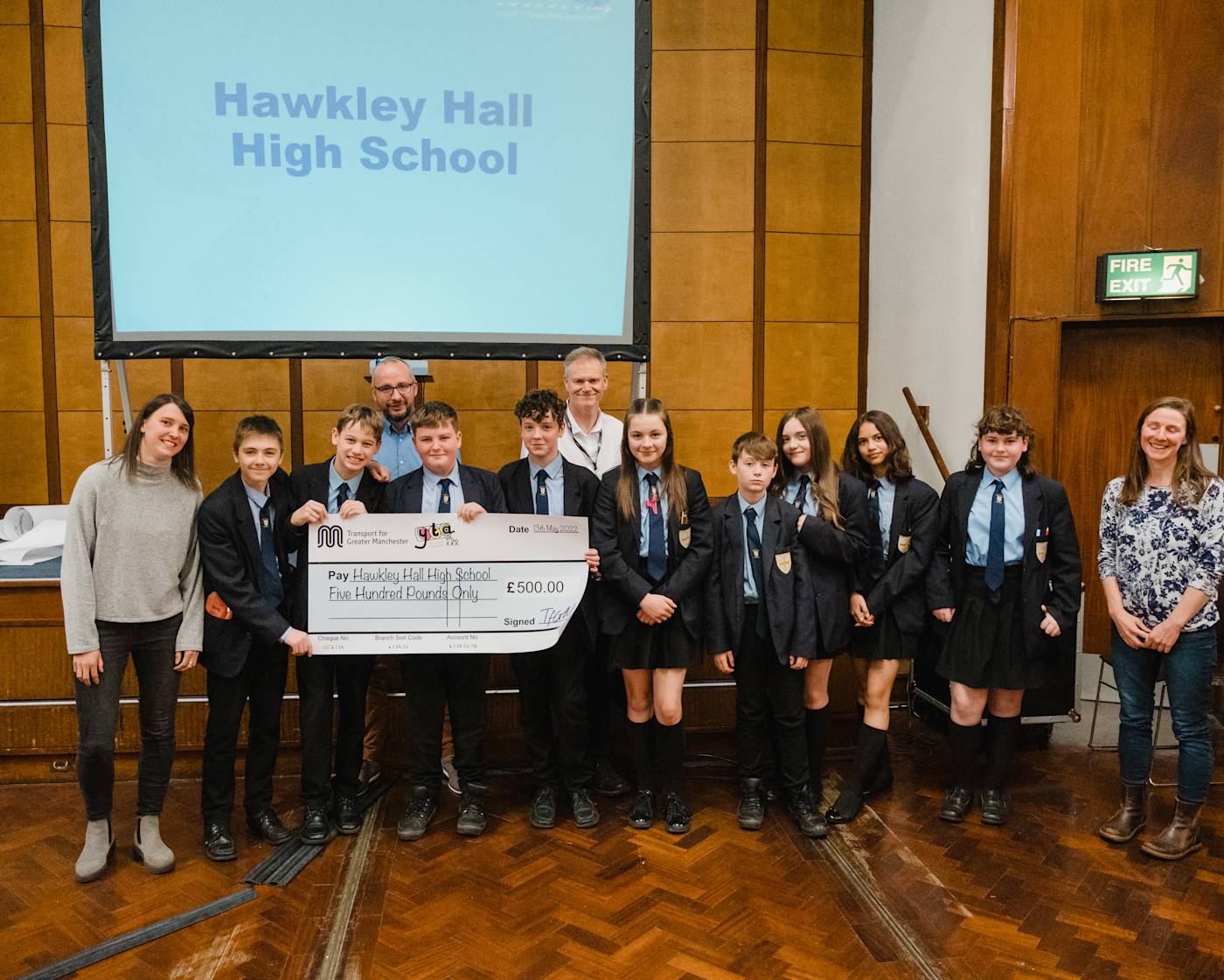 Students from Hawkley High School with their £500 prize at the Youth Travel Ambassador event