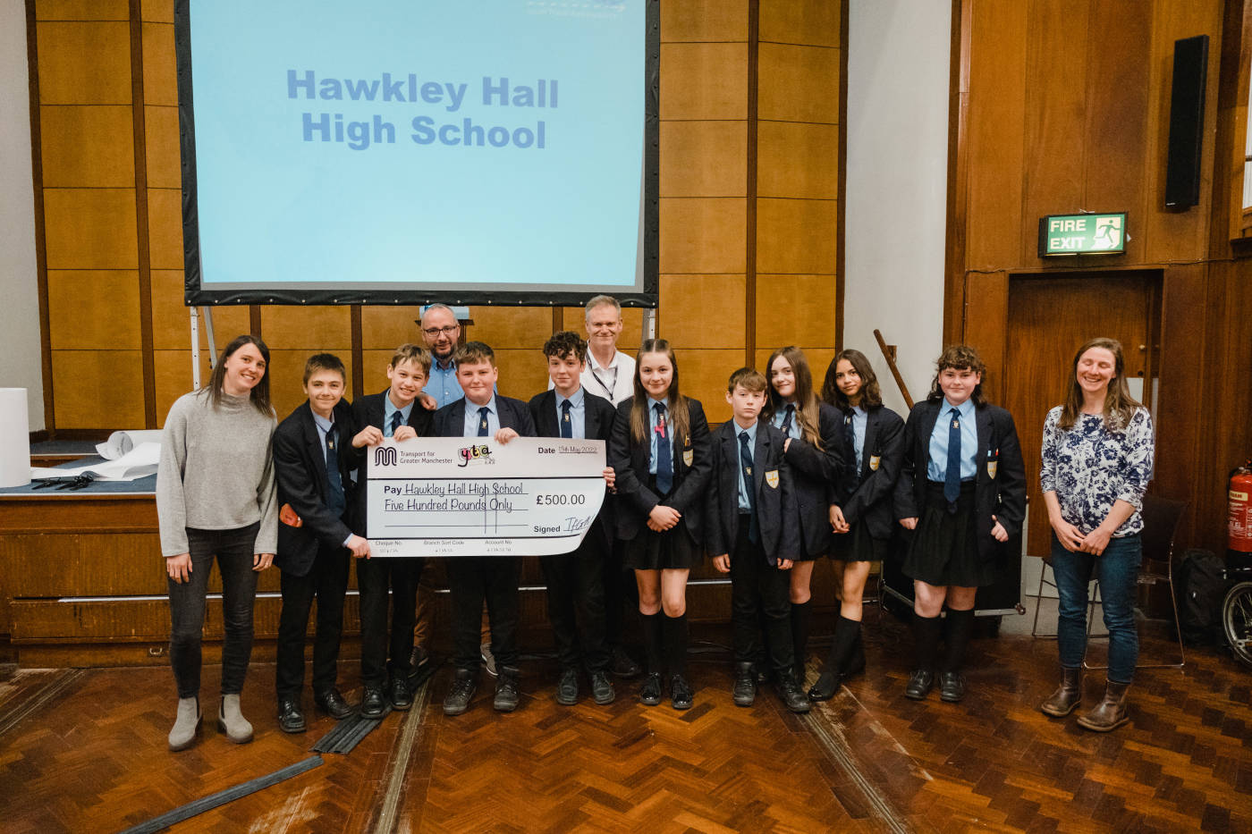 Students from Hawkley High School with their £500 prize at the Youth Travel Ambassador event