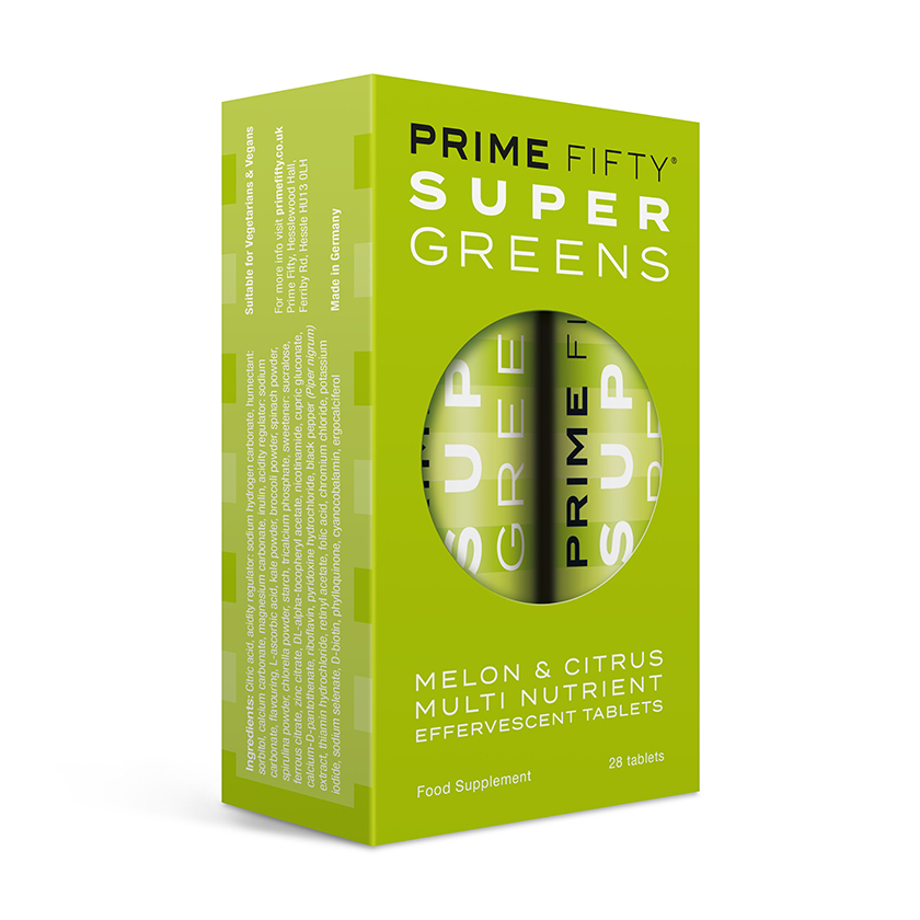 Super Greens+ By Prime Fifty - Multi-Nutrient Effervescent Tablets - Formulated To Support All Round Health & Wellbeing