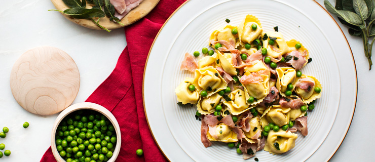 Cheese Tortellini with Peas and Prosciutto - Rosina Foods, Meatball  Recipes