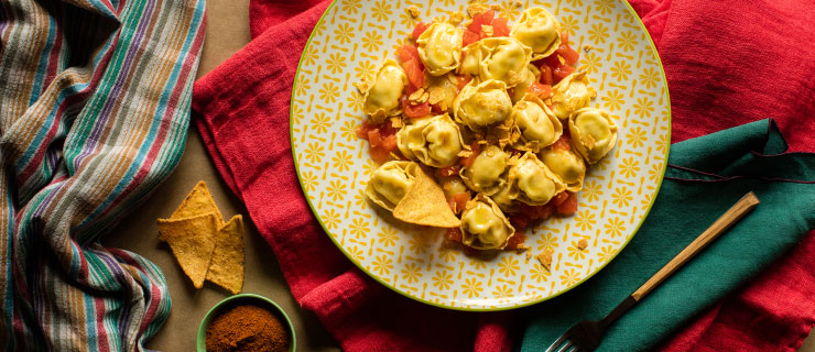 Recipes - Cheese Lovers Tortelloni with Red Pepper and Tortilla Chips - Giovanni  Rana