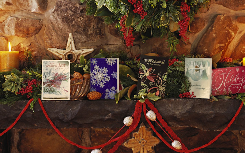 Holiday Cards on Mantel 2023 ARTICLE HERO IMAGE