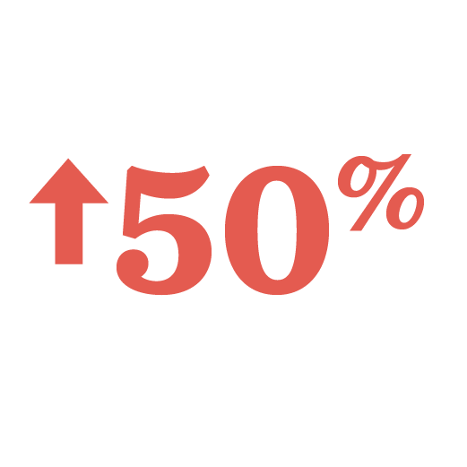 50 Percent Increase Icon