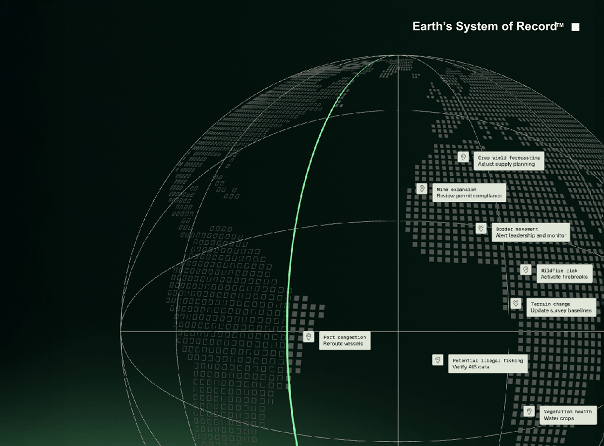 Digital globe visualizing Xoople’s planetary-scale Earth data system