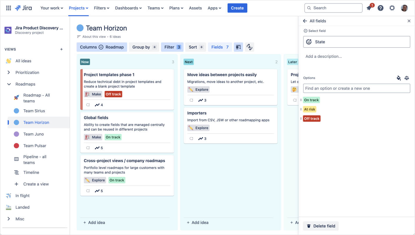 Preview of project board in Jira Product Discovery