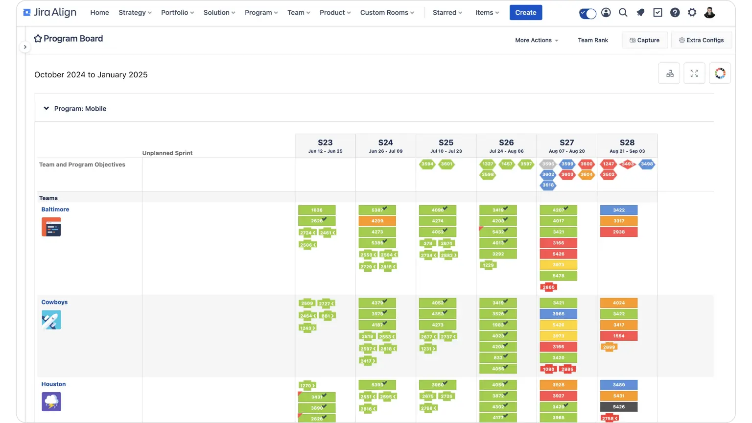Preview of work in progress board in Jira Align