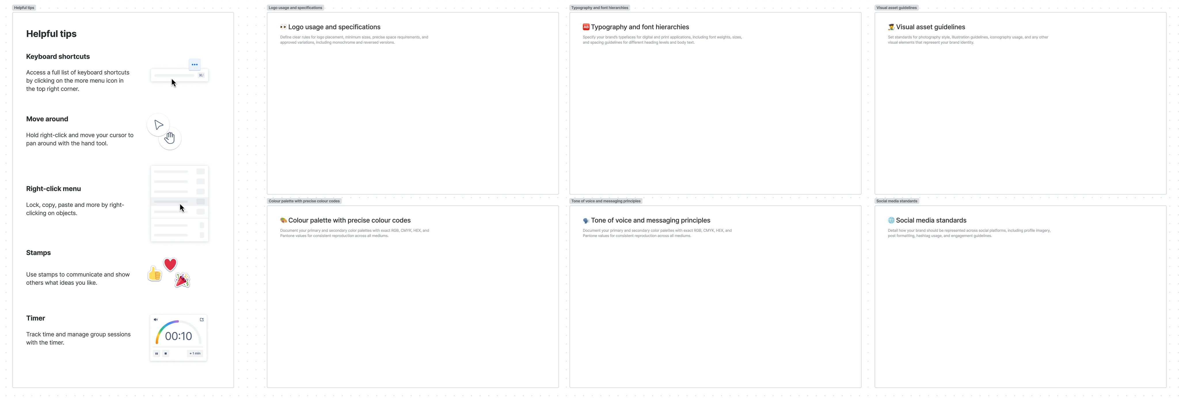 Screengrab of brand strategy template in Confluence whiteboards
