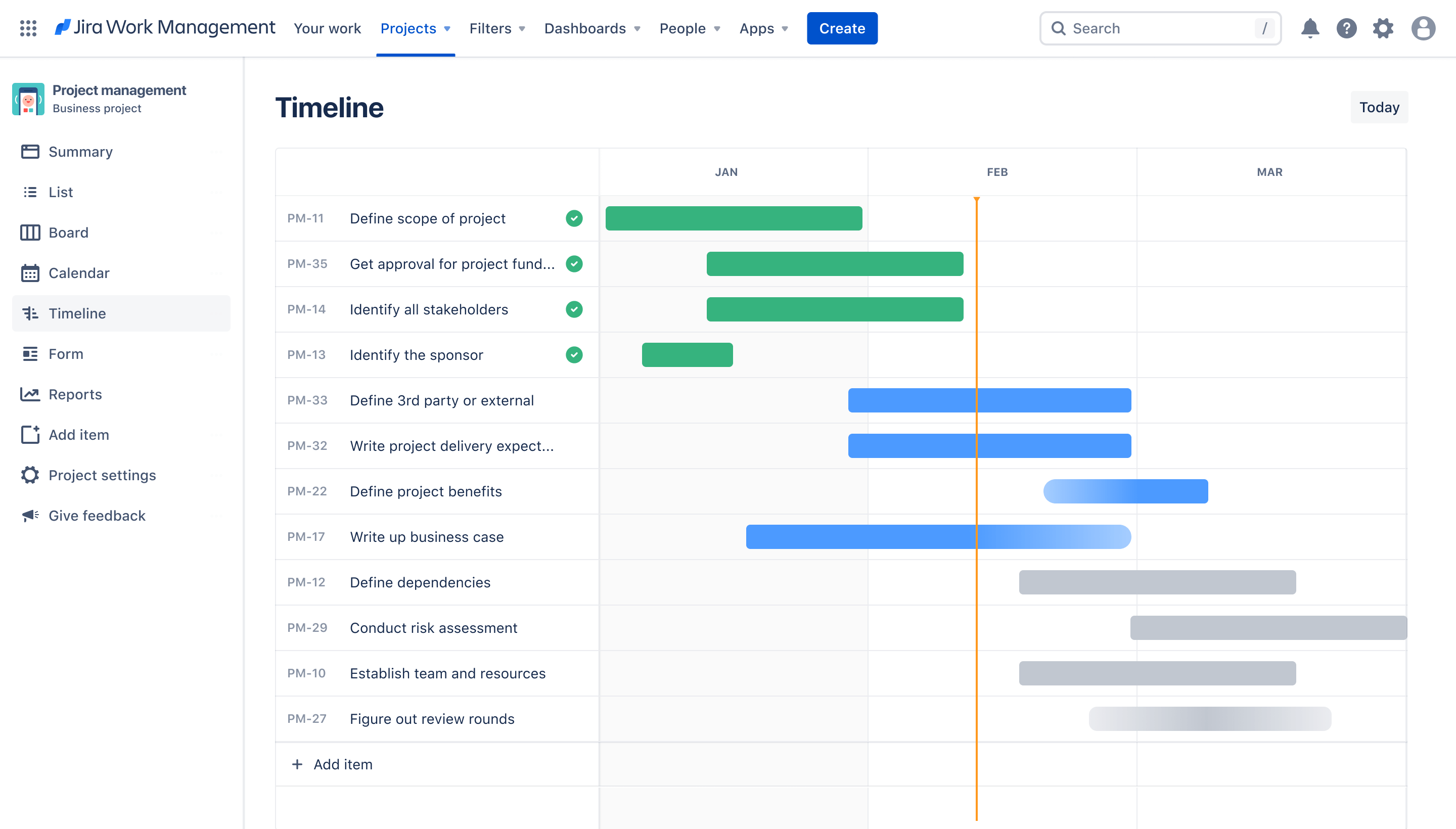 Timeline view