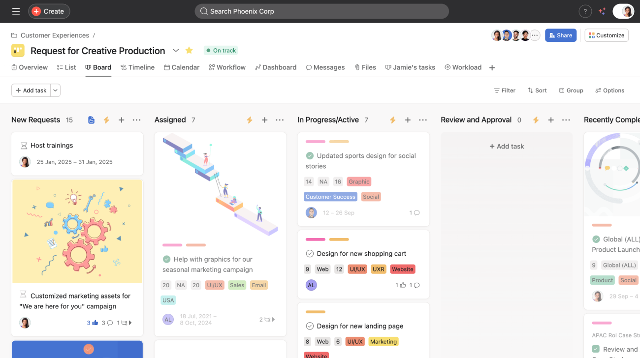 Preview of Asana board view