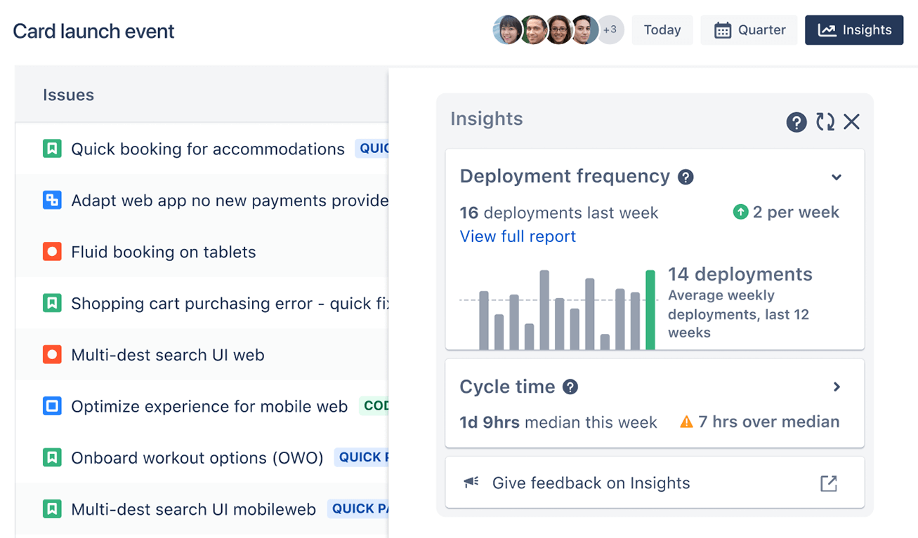 Screenshot of insights