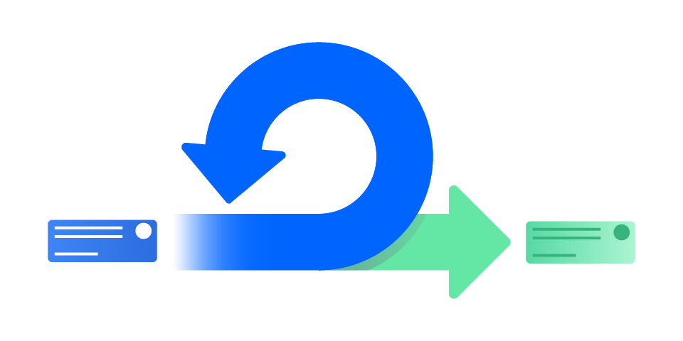 Two arrows that represent a scrum sprint and the process of continuous iteration.