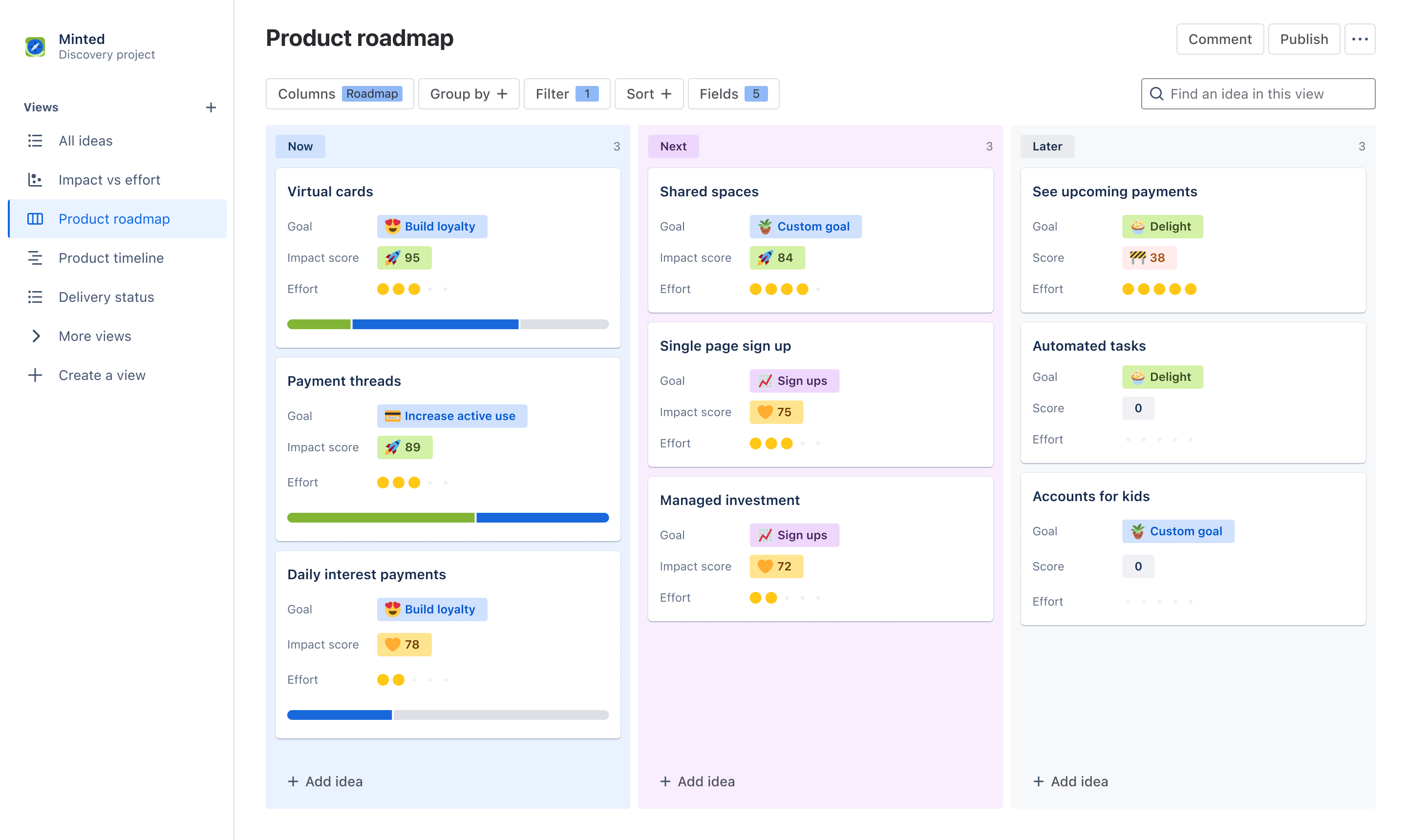list view screenshot