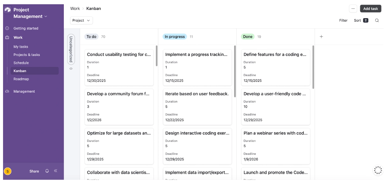 Preview of board in Airtable