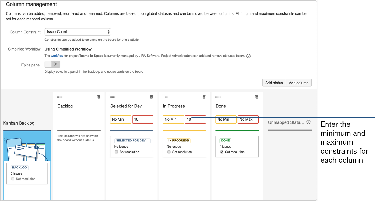 Column constraints example | Atlassian Agile Coach