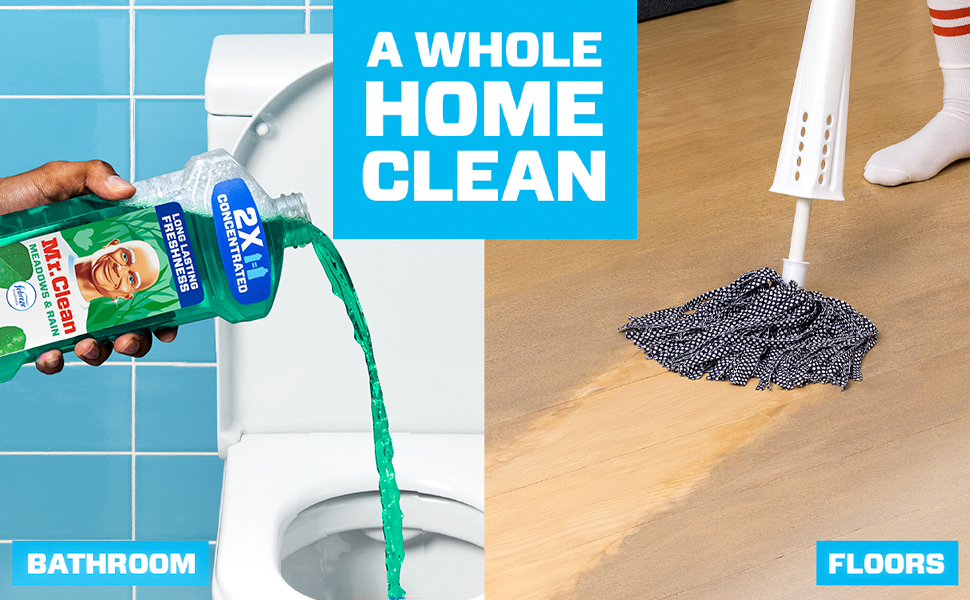 Multi Surface Cleaner with Febreze Meadows and Rain - Cuts Through Dirt, Cleans Trash Bins, Cleans Toilets Too