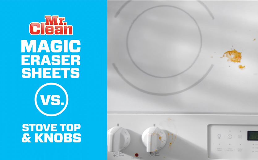 MrClean Magic Eraser Sheets vs Stove Top & Knobs