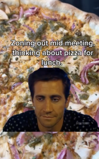 Zoning out mid meeting thinking about pizza