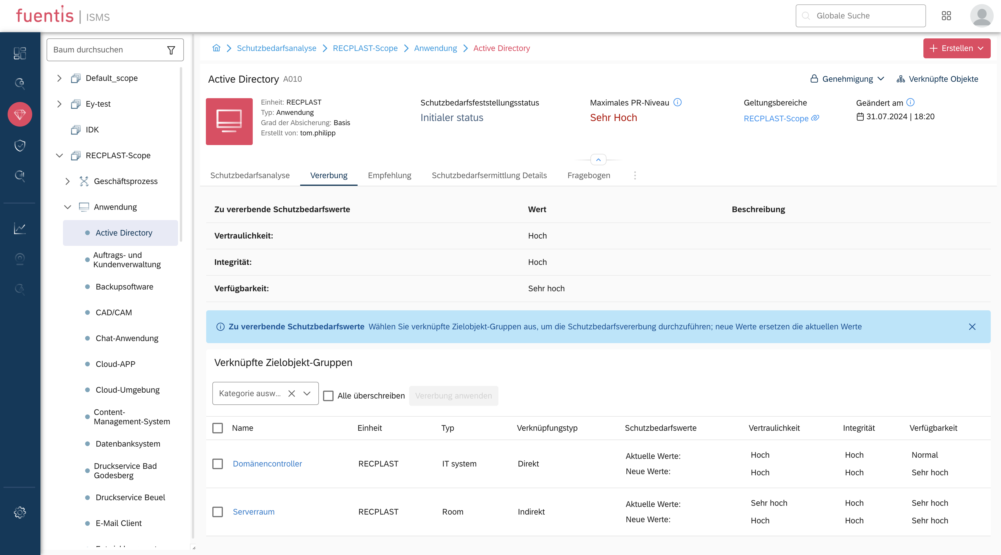 Vererbung des Schutzbedarfs