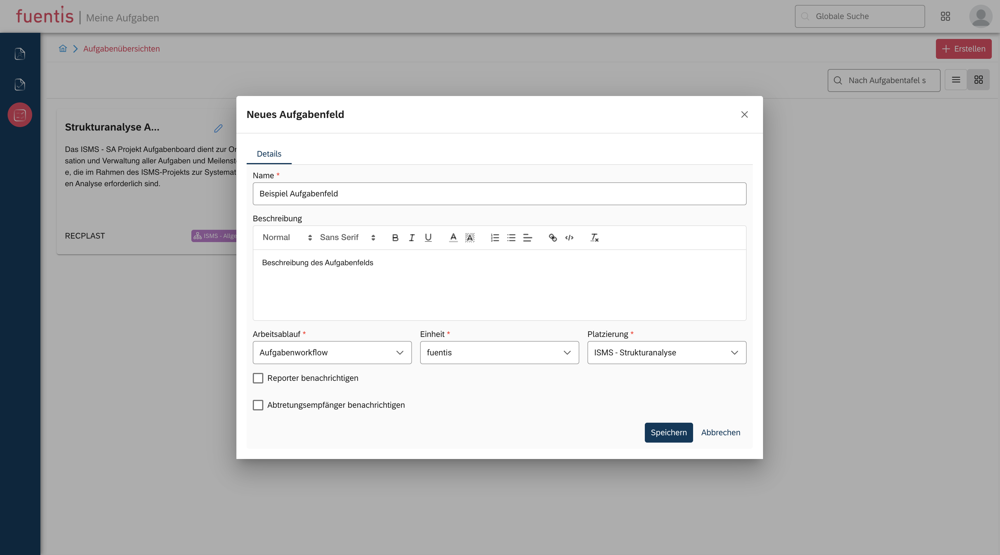 Aufgabenfeld erstellen 2