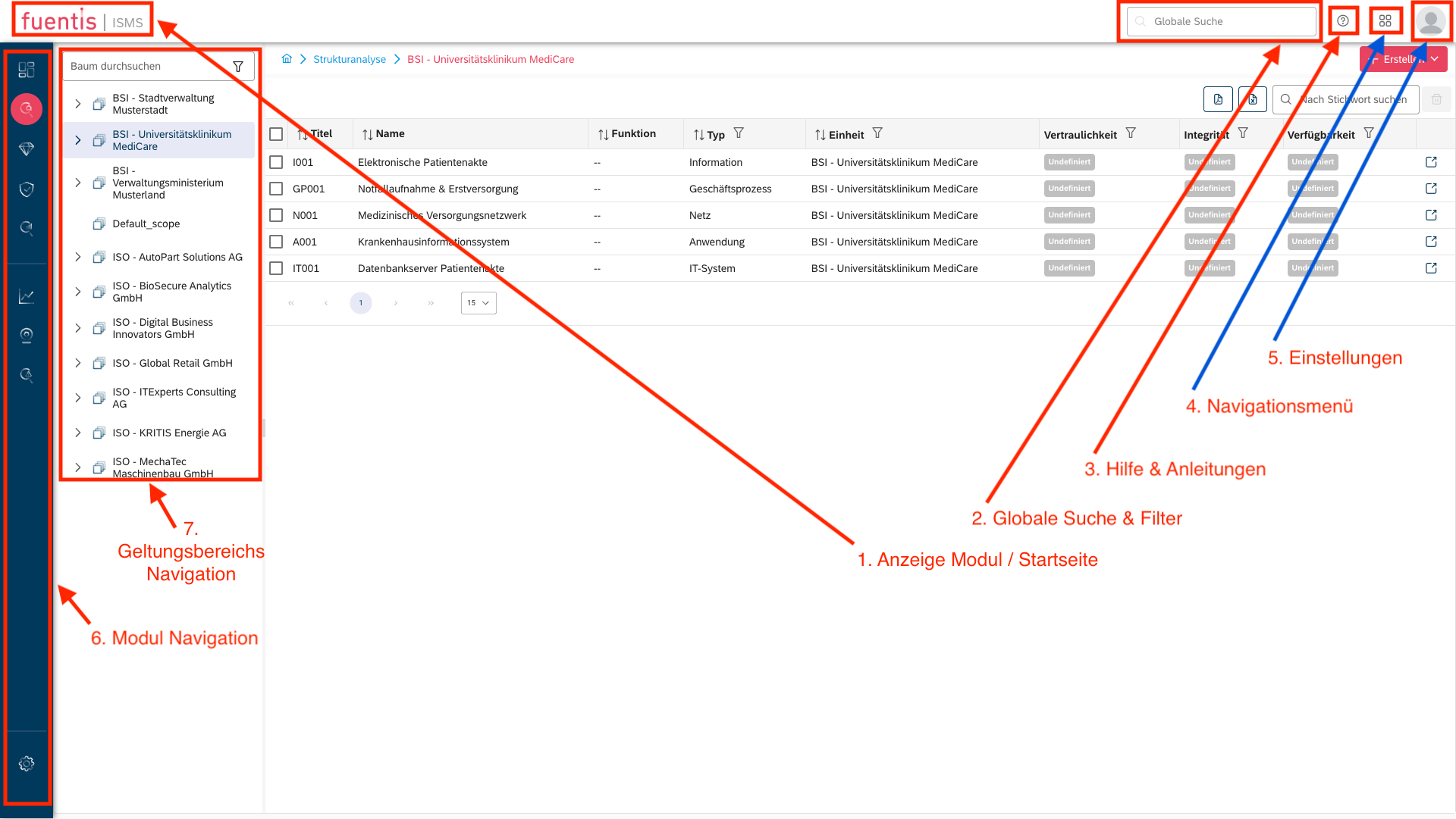 fuentis Suite 4 - Benutzeroberfläche
