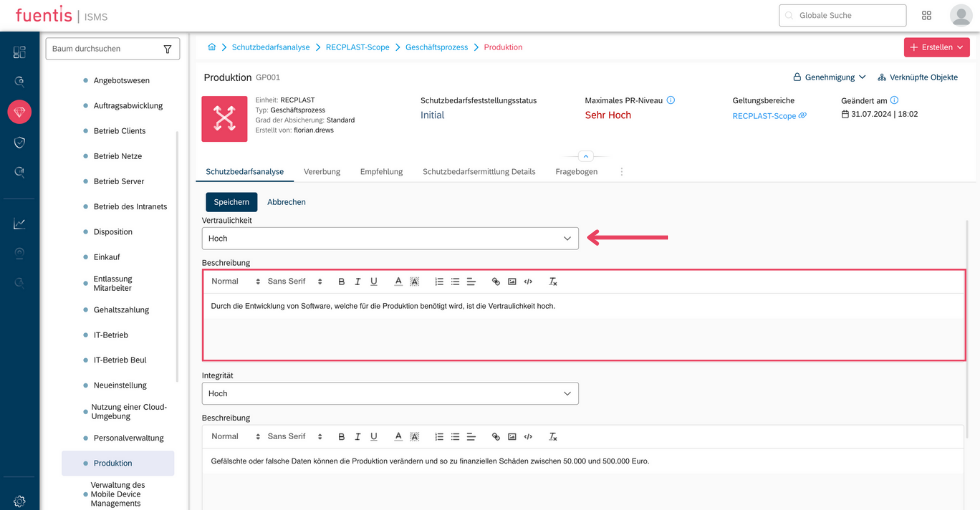 Schutzbedarfsfeststellung