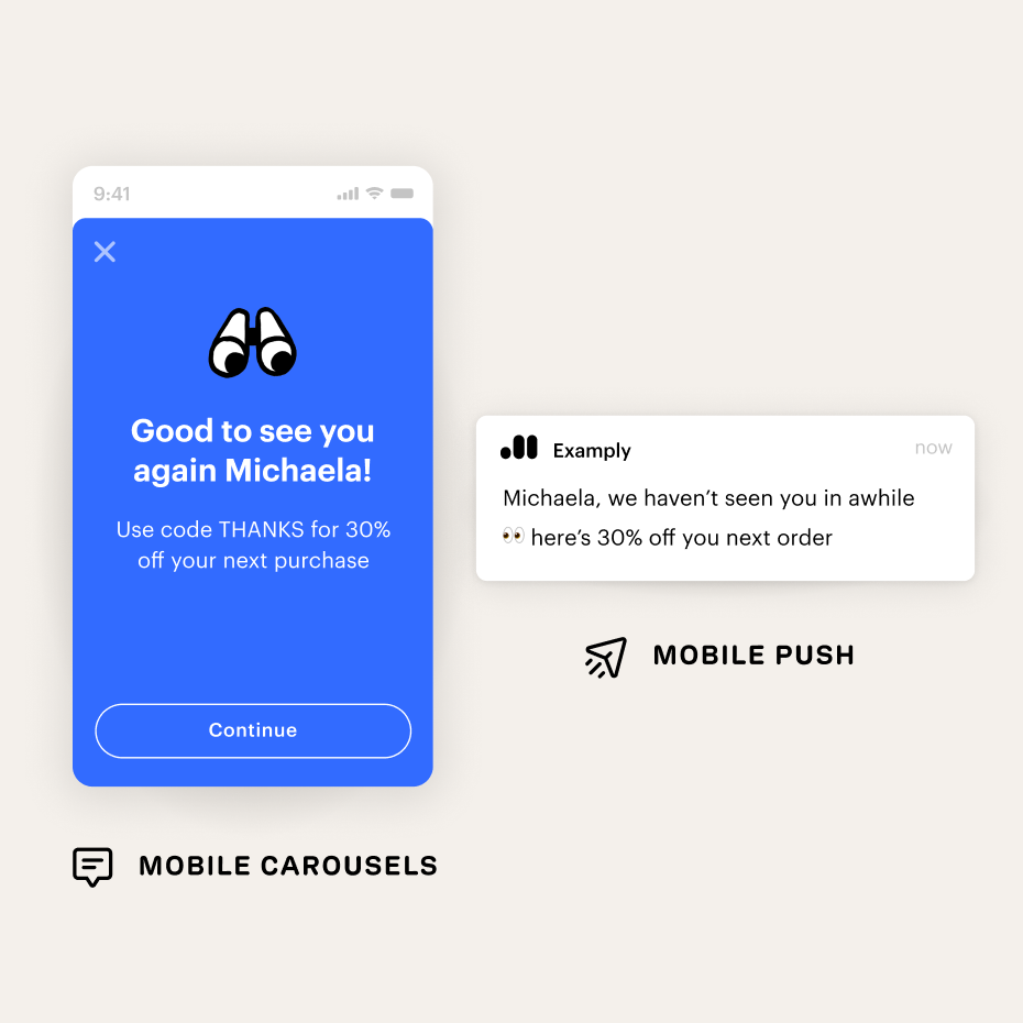 Get your customers back into your app by reaching them via push notifications and customizable mobile screens.