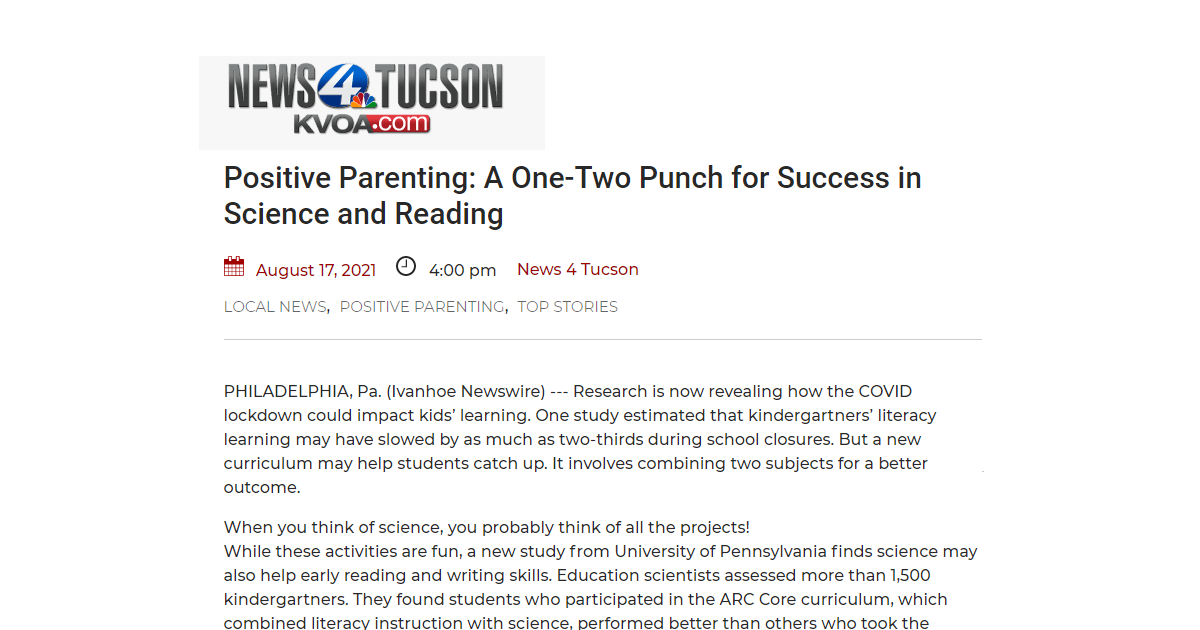 Positive Parenting: A One-Two Punch for Success in Science and Reading