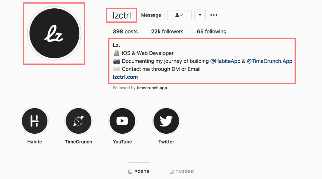LzCtrl on instagram, showing the name, bio, and profile picture