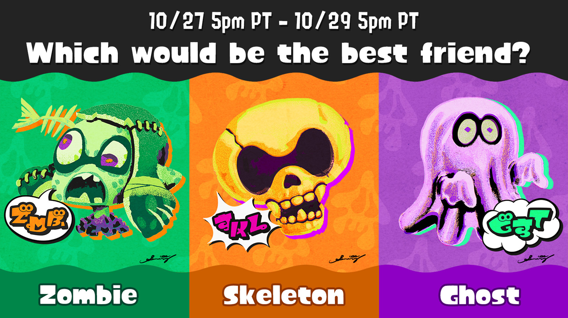 Which would be the best friend? Zombie, Skeleton, or Ghost?