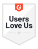 Orange and white, Users Love Us, G2 logo