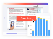 Grafische Benutzeroberfläche von Issuu, Balkendiagramm und Download-Statistiken.