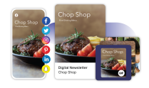Image showing a restaurant menu being turned into a Social Post on the Issuu platform.